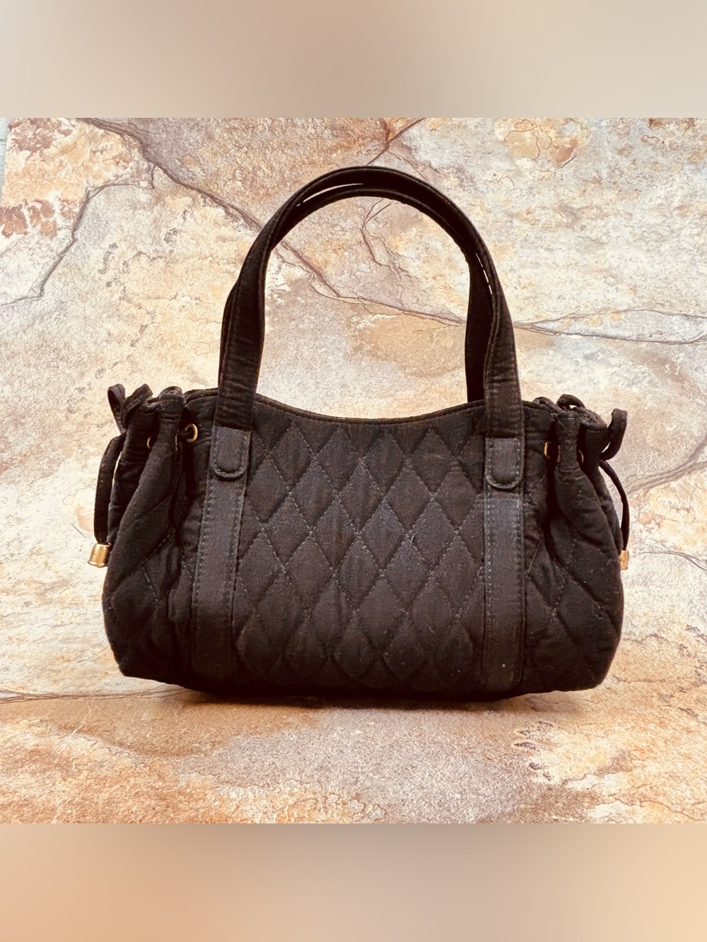 Vera Bradley Black Quilted Mini Handbag | Retired Style Small Purse